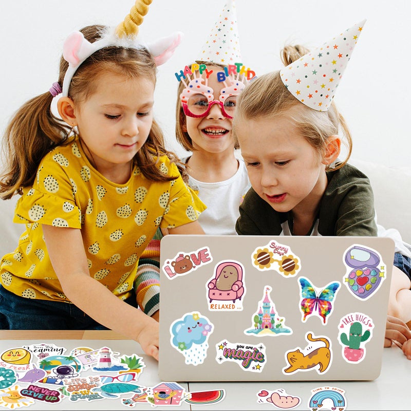 Wninbu 200 PCS Cute Stickers for Kids,Water Bottle Sticker Pack for Teens Girls Boys,Waterproof Vinyl Animal Stickers for Water Bottles,Skateboard,Laptop Students Classroom Decor Prizes (Cute 200 pcs) - Image 2
