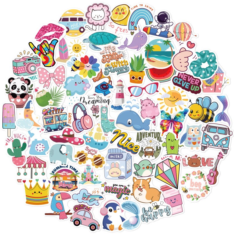 Wninbu 200 PCS Cute Stickers for Kids,Water Bottle Sticker Pack for Teens Girls Boys,Waterproof Vinyl Animal Stickers for Water Bottles,Skateboard,Laptop Students Classroom Decor Prizes (Cute 200 pcs) - Image 1