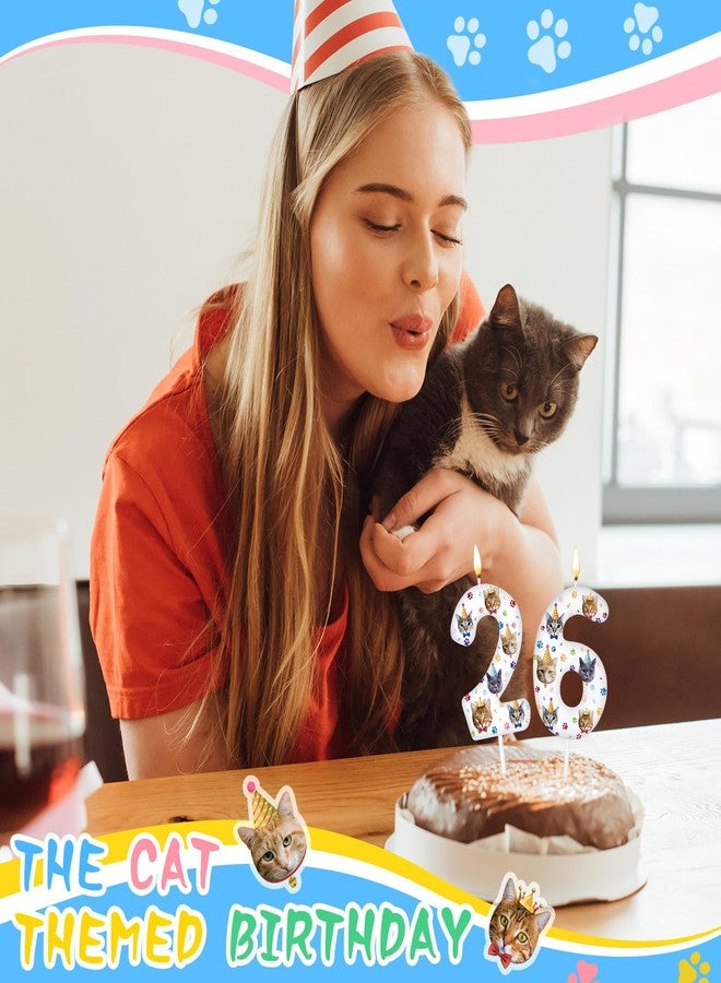 Conelist Cat Birthday Number Candles Cat Paw Print Themed Birthday Candles Paw Print Numeral Cupcake Topper for Cake Kitten Pet Theme Decorations Party Supplies(Number 6) - Image 4