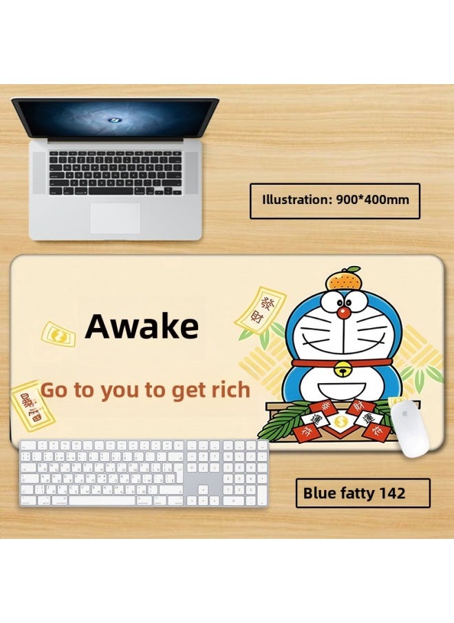 Generic - Doraemon Mouse Pad With No Lock Edge Oversized Cute Cartoon Animation Office Computer Keyboard For Boys And Girls-Color:100x50cm Thickness 3mm-Pattern:Blue Fatty 142 - Image 1