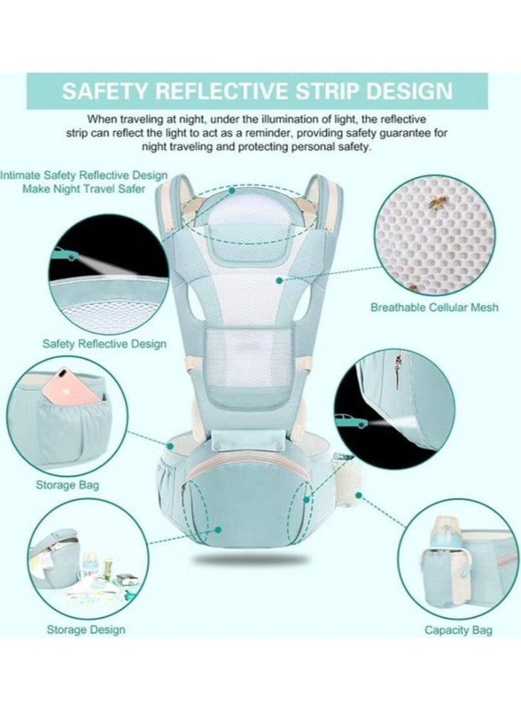 Ergonomic Baby Carrier with Waist Stool & Storage Bag – Kangaroo Shoulder Sling for Infants & Kids (0-36 Months), Adjustable Hipseat Wrap