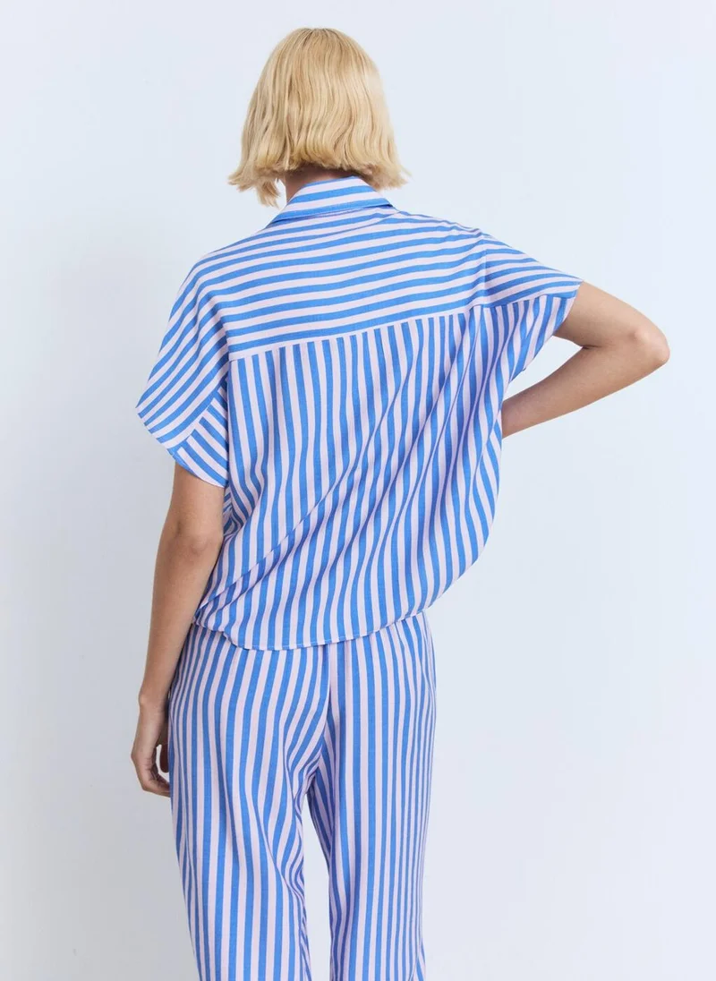 MANGO Short sleeve striped shirt