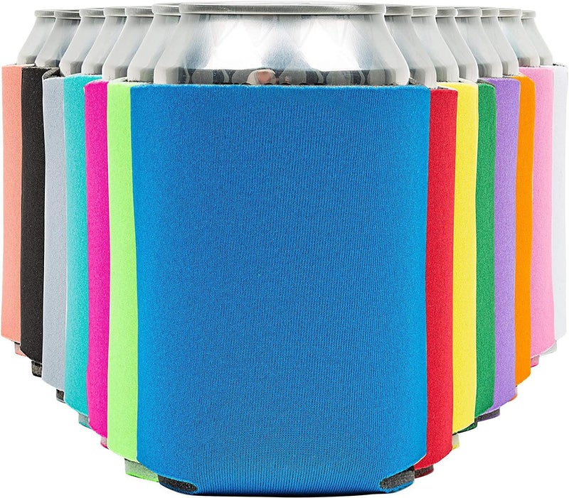 CURRENT CO. Blank Beer Can Coolers Sleeves (14-Pack) Soft Insulated Beer Can Cooler Sleeves - HTV Friendly Plain Can Sleeves for Soda, Beer & Water Bottles - Blanks for Vinyl Projects Wedding Favors & Gifts - Image 1