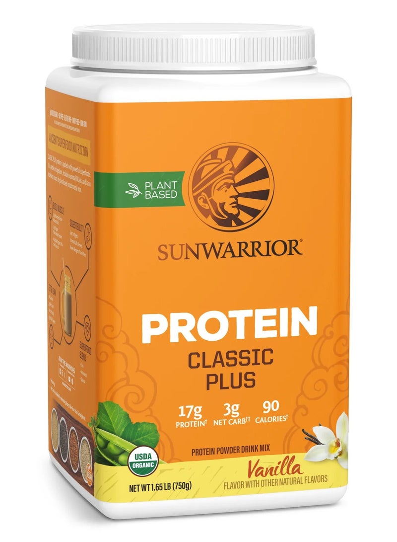 Sunwarrior Classic Plus Fit And Lean  Plantbased  Ketofriendly Vegan Organic Protein Powder Vanilla 750 G 