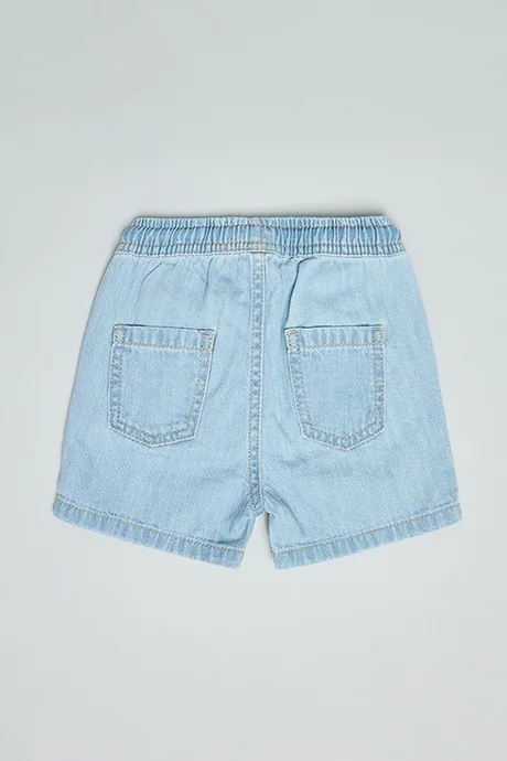 R&B Washed Denim Shorts with Drawstring Waist