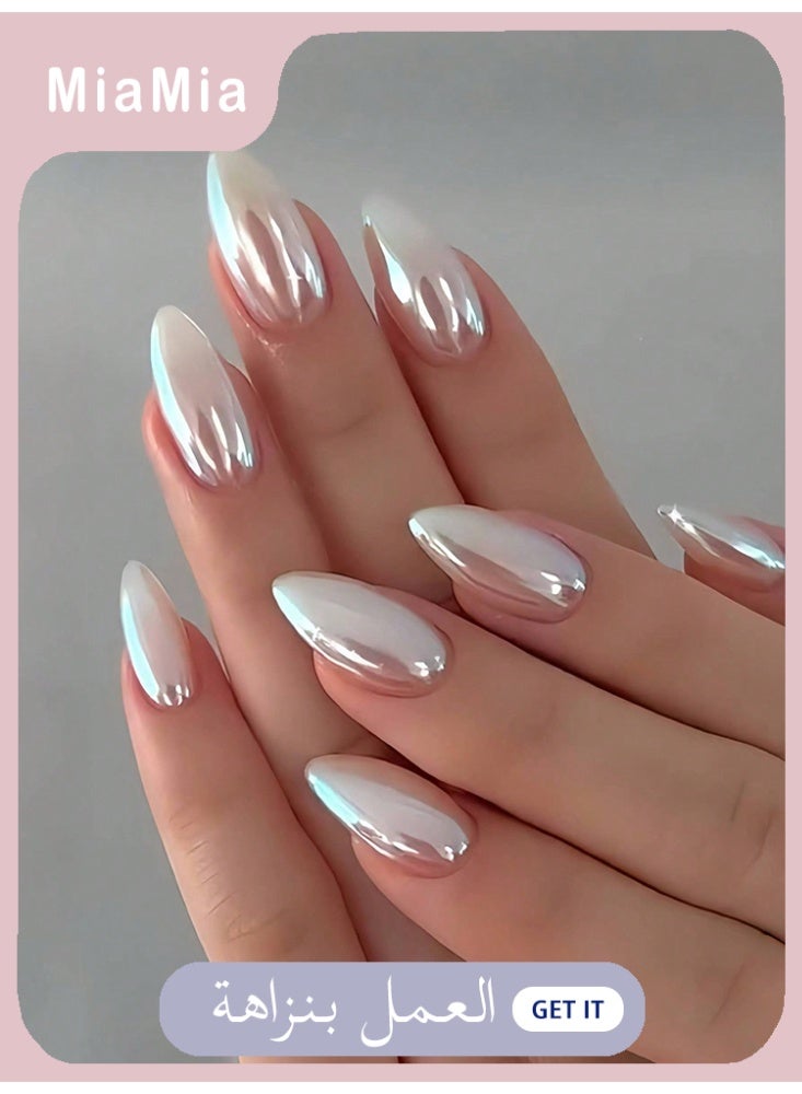 Miamia 24 Pcs Improve Your Appearance Instantly with Elegant and Classic Artificial Nails in Pure White Featuring a Chic Northern Style Suitable for Girls And Women Who Love Simple Style for Everyday Life and Shopping  - Image 1