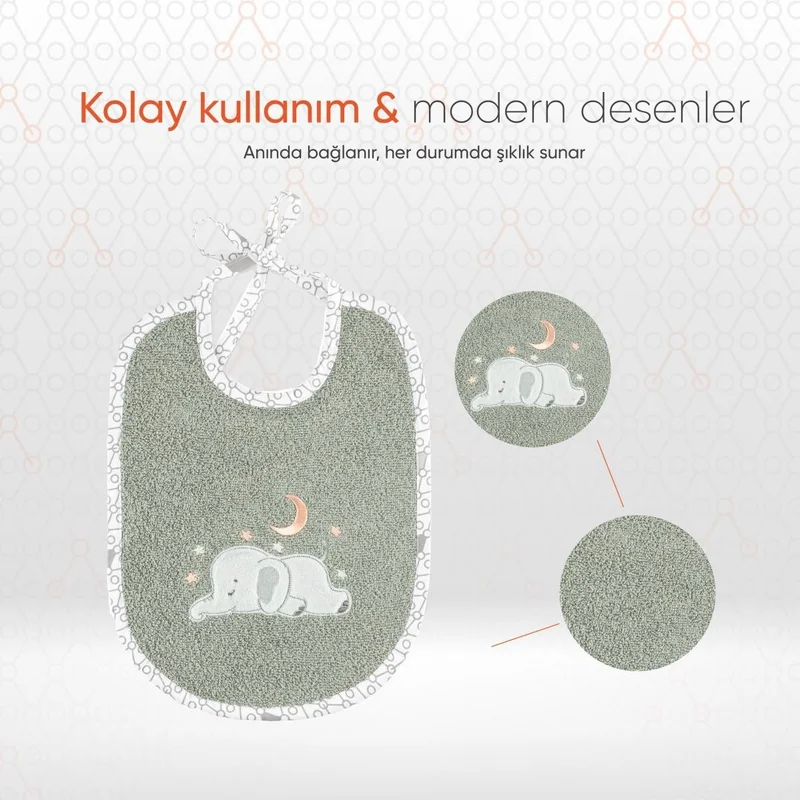 Gezenbebe Hero 3-Piece Newborn Baby Bib Set Elephant