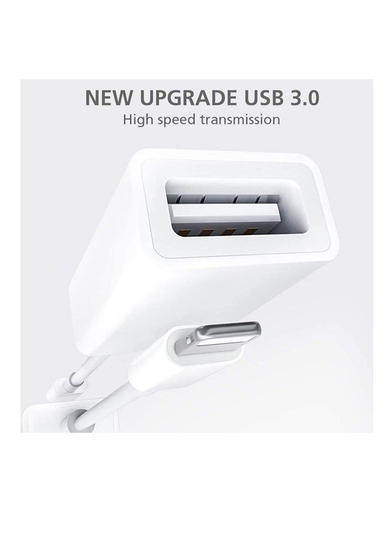 XICEN - USB Camera OTG Adapter with Charging Port, Lightning Male to USB Female Adapter for iPhone/ iPad /Card Reader/ USB Flash Drive/ Keyboard/ Mouse Plug and Play - Image 1