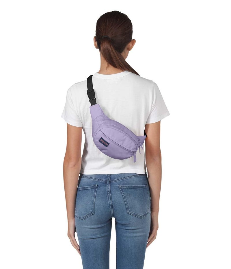 JanSport Fifth Avenue Fanny Pack Crossbody Bags for Women, Men - Stylish, Durable Waist Bag with Adjustable Belt, Main Zippered Pocket, Quick Stash Pocket, Travel Essentials, Pastel Lilac - Image 2