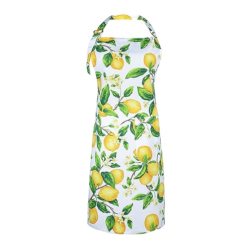 G2PLUS Cotton Kitchen Apron with Pockets, Thick Lemon Apron, Adjustable Cooking Apron for Baking, Chef Apron for Women, Men, Holiday and Xmas Gifts - 30 x 25 inch - Image 1