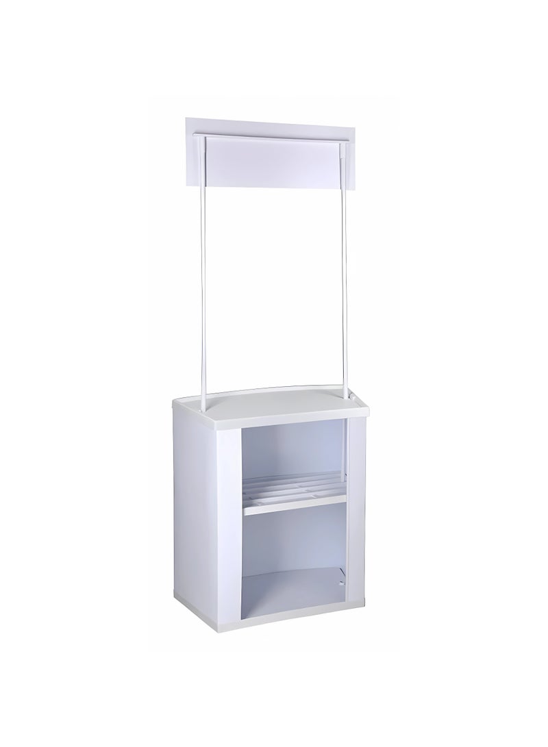 عرب لینڈ سلوشنز طاولة عداد ترويجية، لون أبيض سادة، حامل عرض محمول من مادة ABS - Image 2