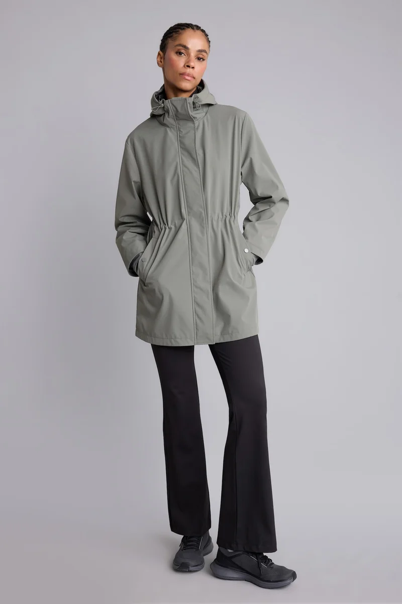 Long Hooded Water-Repellent Raincoat