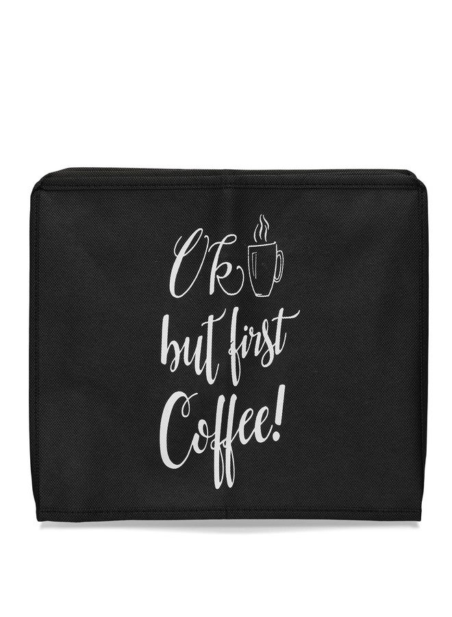 kwmobile Cover Compatible with Nespresso Essenza Mini - Fabric Case - White/Black - OK Coffee - Image 1