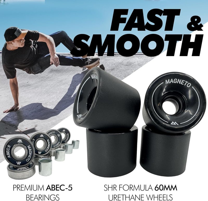 Magneto Complete Skateboard | 27.5" x 7.5" | 6-Layer Canadian Maple Double Kick Concave Deck | Skateboard Cruiser Skateboard for Kids, Boys, Girls, Beginners, Teens & Adults - Image 5