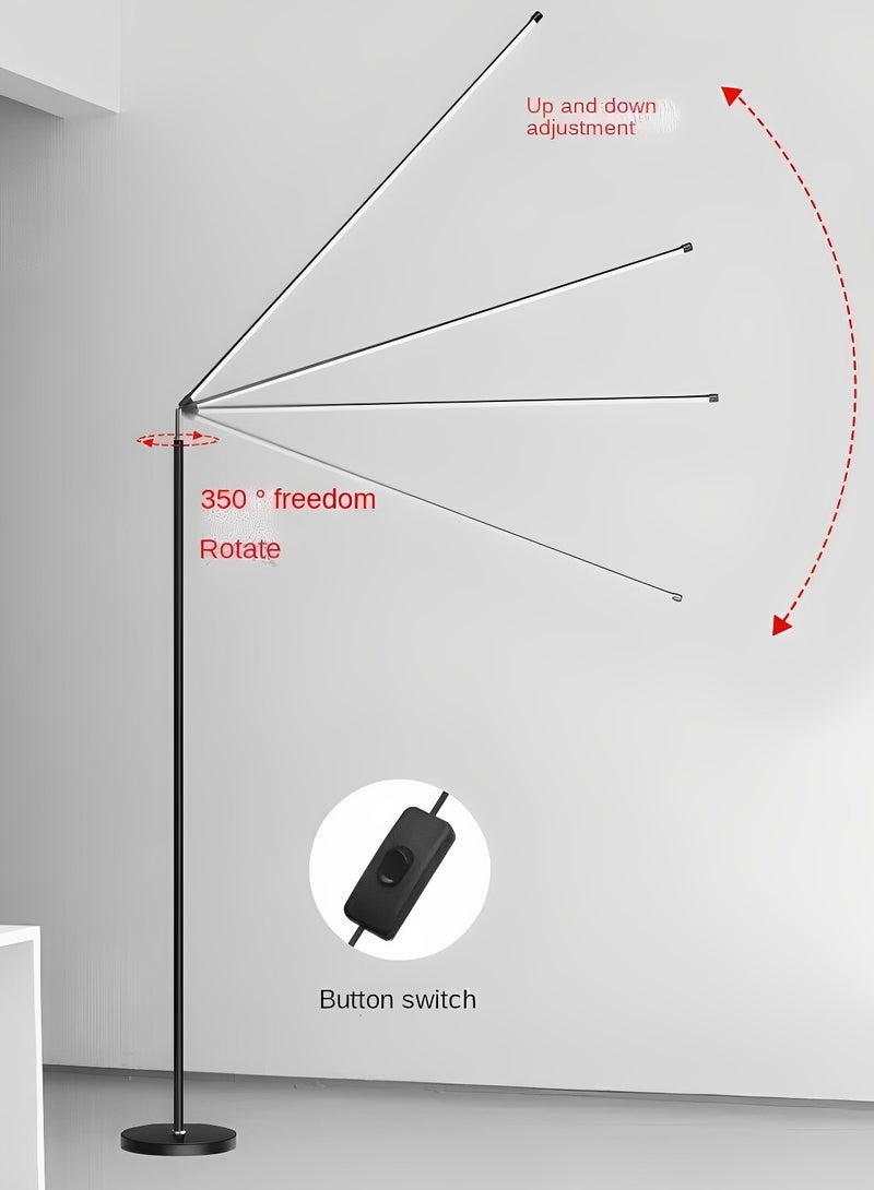ARNOTEC Modern simple LED floor lamp 350° rotation, 24W energy saving reading lamp, remote control infinitely adjustable 3 color light (warm light/natural light/cold light), minimalist design, suitable for living room/bedroom/study room, stable base, push button switch, 150cm high  - Image 2
