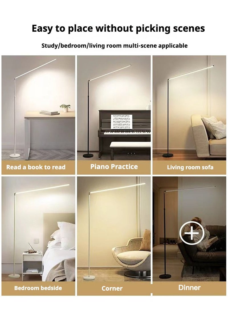 ARNOTEC Modern simple LED floor lamp 350° rotation, 24W energy saving reading lamp, remote control infinitely adjustable 3 color light (warm light/natural light/cold light), minimalist design, suitable for living room/bedroom/study room, stable base, push button switch, 150cm high  - Image 3