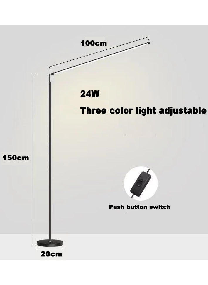 ARNOTEC Modern simple LED floor lamp 350° rotation, 24W energy saving reading lamp, remote control infinitely adjustable 3 color light (warm light/natural light/cold light), minimalist design, suitable for living room/bedroom/study room, stable base, push button switch, 150cm high  - Image 5