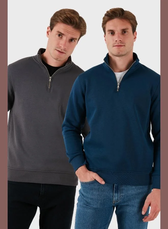 Buratti Cotton Regular Fit Stand-Up Collar 2-Pack Men's Sweatshirt 59052592S2