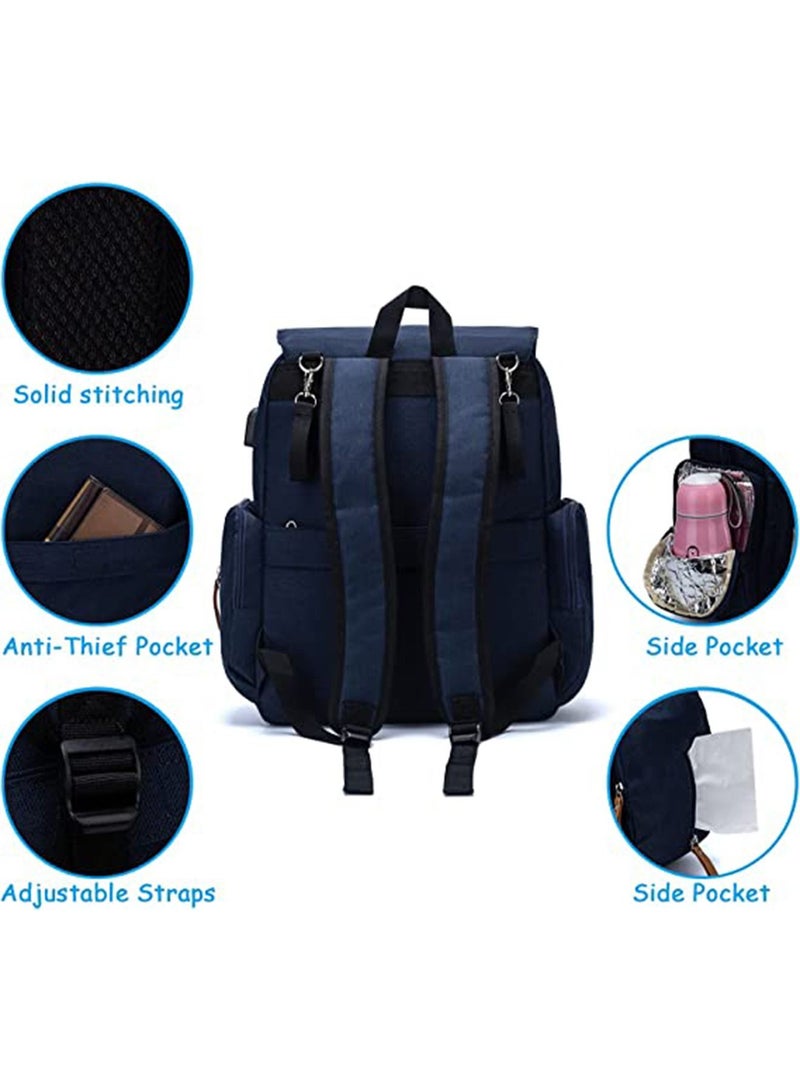 GT-Wheel Diaper Backpack, Waterproof Canvas Baby Bag with Insulated Pockets Stroller Straps Changing Pad  - Image 3