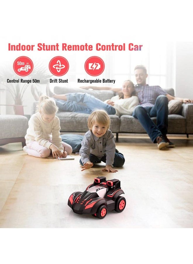 TOON TOYZ Elite Turbo Drift Stunt Car – 360° Spin RC Car with Lights | High-Speed Remote Control Drift Car for Kids | Rechargeable Off-Road Stunt Vehicle | Ideal Gift for Boys & Girls Back and Red Toy Car  - Image 3