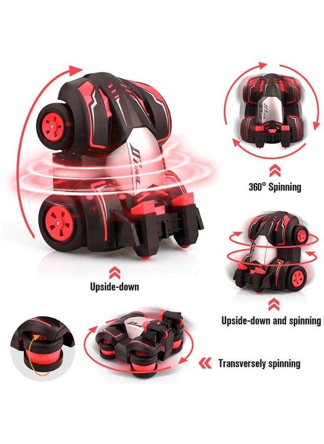 TOON TOYZ - Elite Turbo Drift Stunt Car – 360° Spin RC Car with Lights | High-Speed Remote Control Drift Car for Kids | Rechargeable Off-Road Stunt Vehicle | Ideal Gift for Boys & Girls Back and Red Toy Car - Image 1
