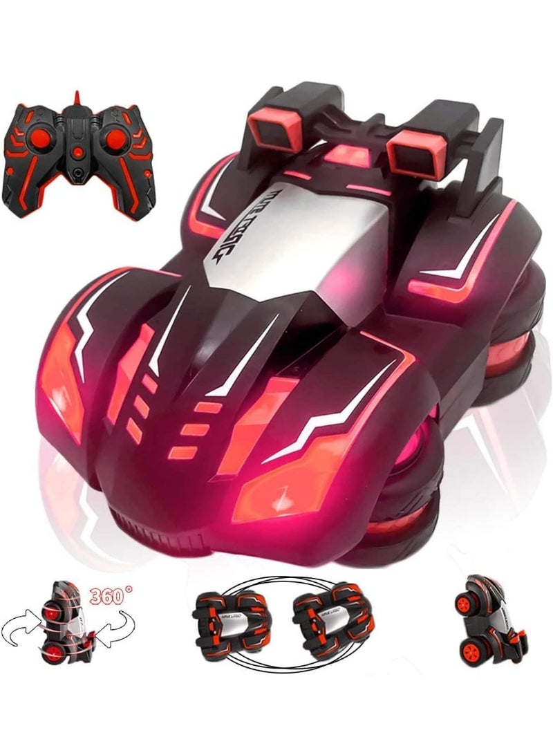 TOON TOYZ Elite Turbo Drift Stunt Car – 360° Spin RC Car with Lights | High-Speed Remote Control Drift Car for Kids | Rechargeable Off-Road Stunt Vehicle | Ideal Gift for Boys & Girls Back and Red Toy Car - Image 2