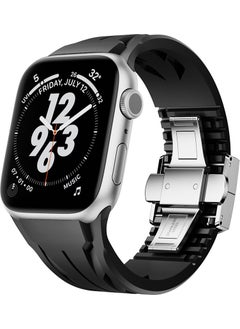 ZORE Apple Watch 42MM KRD-127 Metal Buckle Silicone Strap-Black  - Image 1