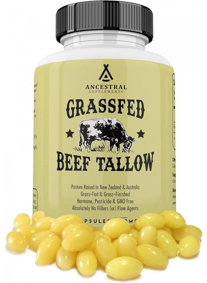 Ancestral Supplements Ancestral Supplements Grass Fed Beef Tallow Capsules, 3000mg, Nourishing Kidney Fat Supplement Supports Bones, Teeth, Gums and Skin, Inflammatory, Immune and Overall Health, Non-GMO, 180 Capsules  - Image 1