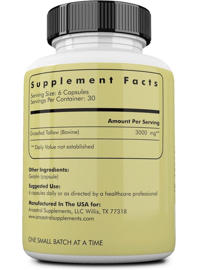 Ancestral Supplements Ancestral Supplements Grass Fed Beef Tallow Capsules, 3000mg, Nourishing Kidney Fat Supplement Supports Bones, Teeth, Gums and Skin, Inflammatory, Immune and Overall Health, Non-GMO, 180 Capsules  - Image 2