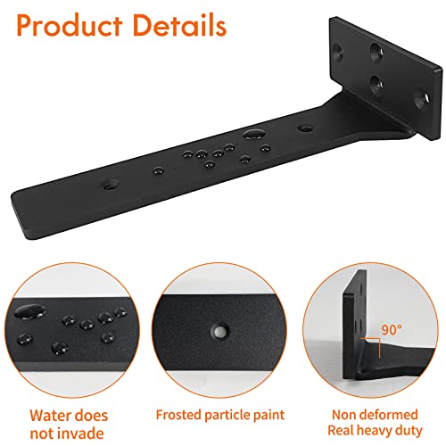 Foozet Floating Shelf Brackets, 10 inch Heavy Duty Industrial Fancy Shelf Bracket, Black Metal L Brackets for Shelves Support DIY with Hardware(6 Pack) - Image 3