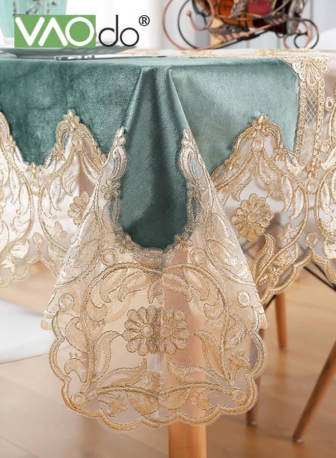 VAOdo Lace Table Cloth Rectangle Anti-scalding Flower Decor Macrame Table Cover Luxurious European Style Anti-slip Tablecloth for Family Gatherings Weddings and Banquets 150*220CM - Image 3