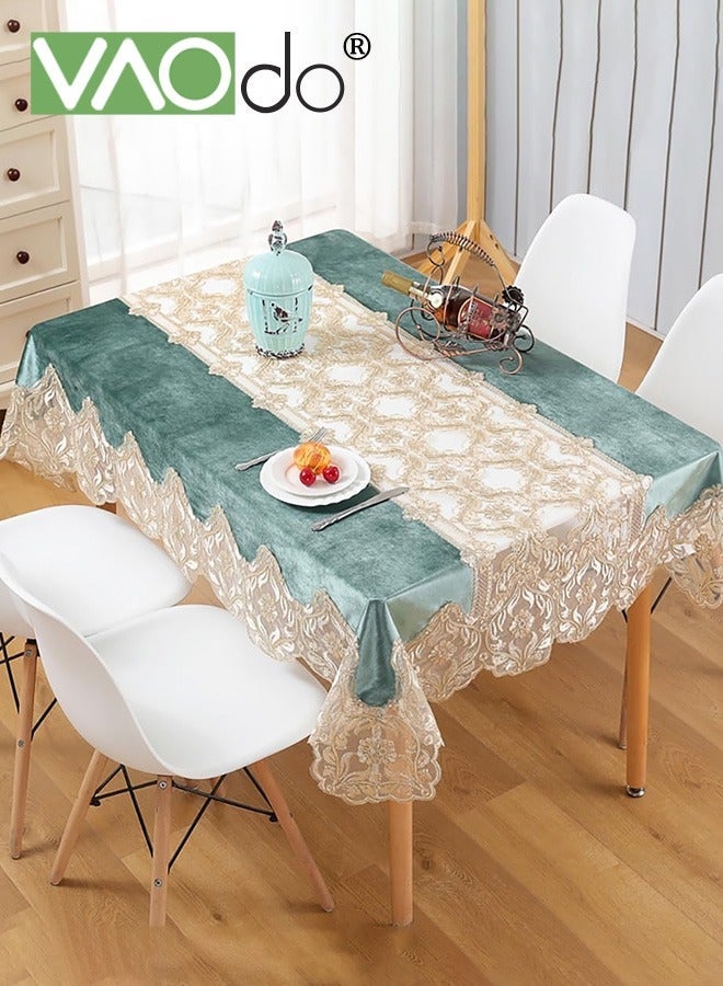 VAOdo Lace Table Cloth Rectangle Anti-scalding Flower Decor Macrame Table Cover Luxurious European Style Anti-slip Tablecloth for Family Gatherings Weddings and Banquets 150*220CM - Image 1