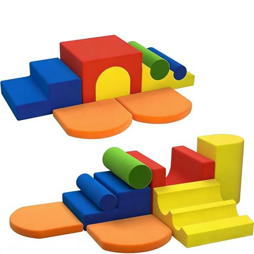 Yaofala 8Piece Colourful Soft Play Set Foam Climbing Blocks for Toddlers Climbing Toys for 1 Year Old Inside Crawling Sliding Foam Baby Climbing Blocks - Image 1