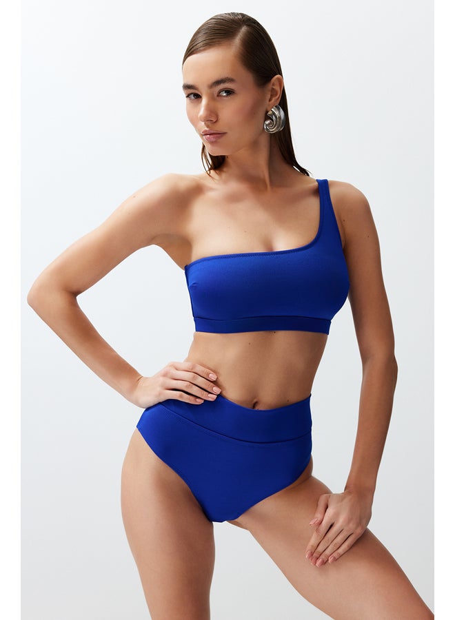 Saxe Blue One-Shoulder High Waist Regular Bikini Set TBESS24BT00126
