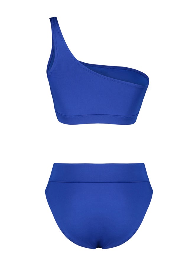 Saxe Blue One-Shoulder High Waist Regular Bikini Set TBESS24BT00126