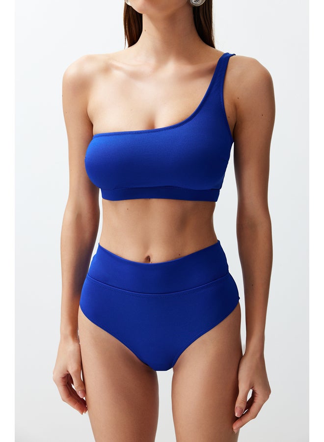 Saxe Blue One-Shoulder High Waist Regular Bikini Set TBESS24BT00126