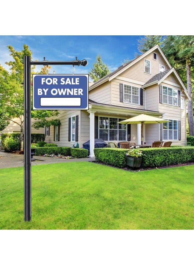 JAOTREL 100" Heavy-Duty Alloy Real Estate Sign Post Commercial Yard Sign with 35" Arm & 200lb Windproof Clips - Rust-Proof Steel Stake for Realtor, Open House, Business Hours (Sign Not Included) - Image 1
