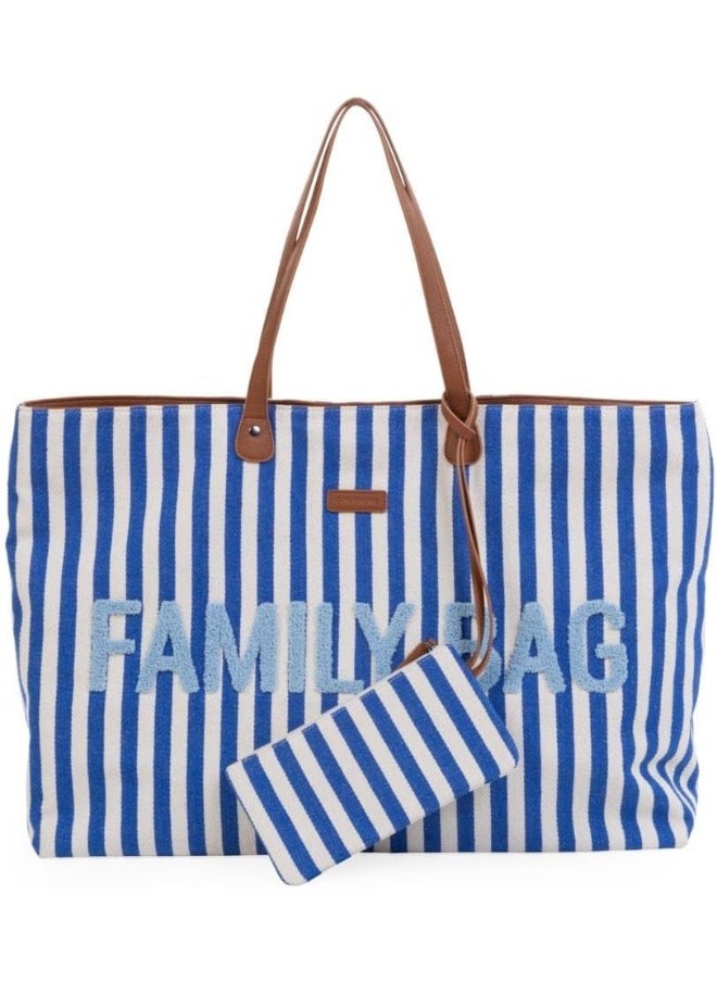 CHILDHOME Family Bag Stripes Diaper Changing Bag, Electric Blue/Light Blue  - Image 4
