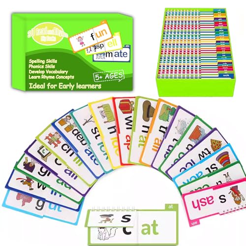MOYEE 30 Read and Rhyme Flip Books Letter Sounds Flash Cards Flip Books Interactive Reading Flash Cards - Image 1