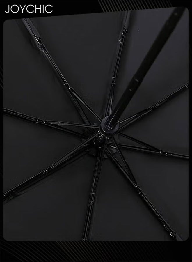 Joychic مظلة واقية من الشمس ضد الأشعة فوق البنفسجية مقاومة للماء بنمط الأقحوان باللون الأسود، مظلة مطر مزدوجة الاستخدام - Image 3