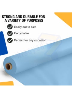 AlsayedP 30 Pcs Sufra Roll Blue Plastic Table Cover Roll 105 * 85 cm Disposable Table Cloth for Picnic, Party, Banquet, Birthdays, Weddings (Blue 30pcs)  - Image 2