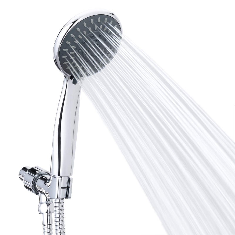 Briout High Pressure Handheld Shower Head Briout 5-Settings Powerful Water Spray Shower Head against Low Pressure Water Flow with Stainless Hose and Adjustable Mount - Image 1
