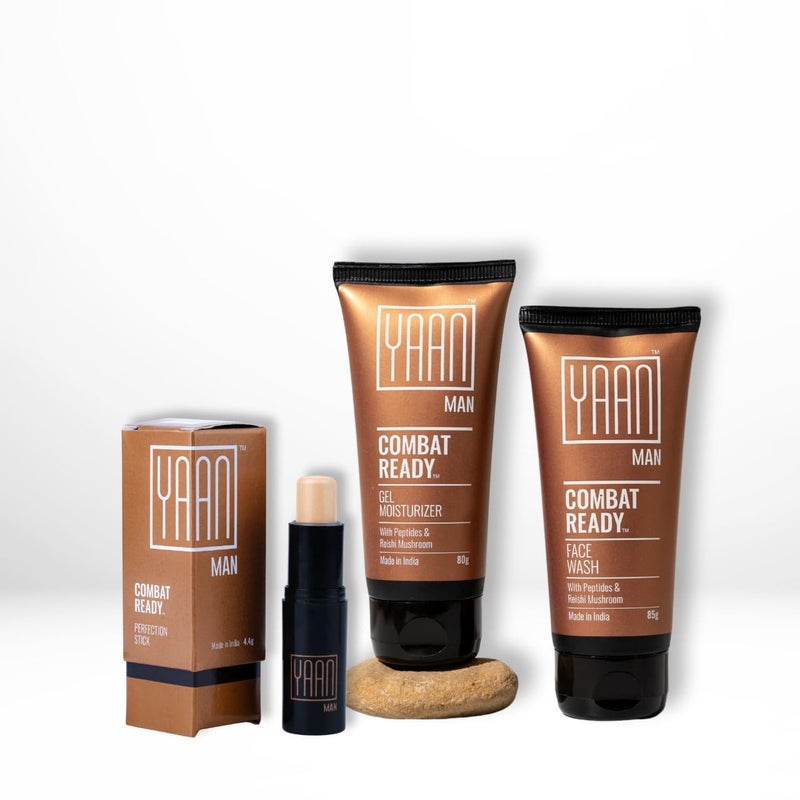 YAAN MAN Ultimate Set Base Foundation Set Spray Tinted Moisturiser Face Wash Gel Moisturiser Perfection Stick Skin Care Make Up For Men For All Skin Types Medium 6 Count - Image 3