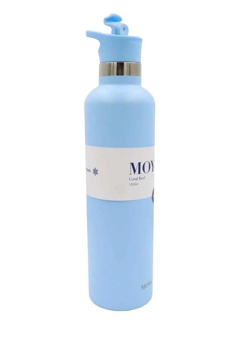 MOYA Moya "Coral Reef" 1L Insulated Sustainable Water Bottle Powder Blue Spout Lid