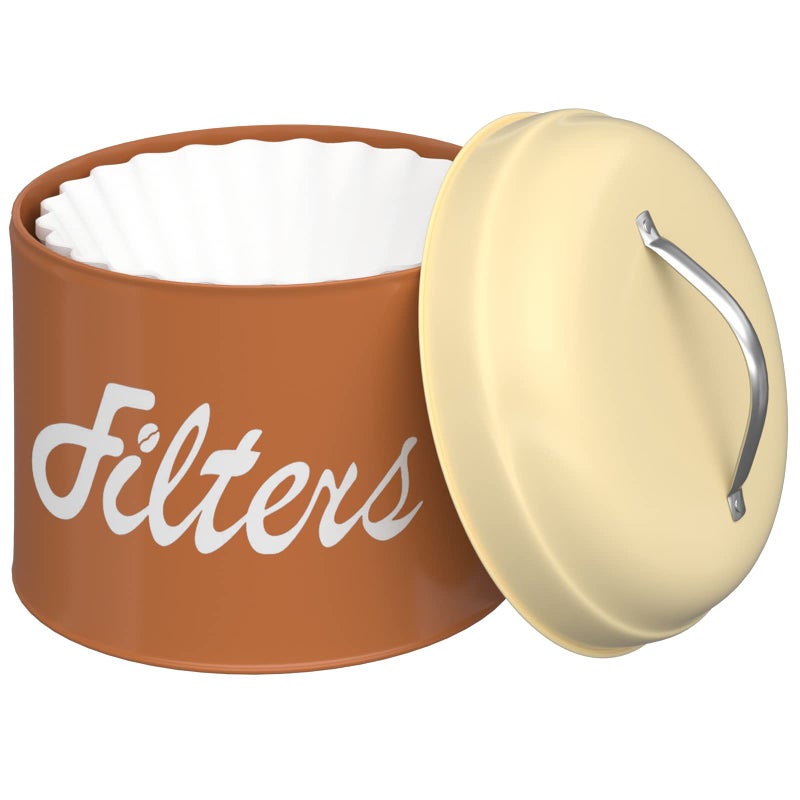 Coffee Filter Holder Coffee Bar Accessories for Coffee Bar Station Basket Round Coffee Filter Container Storage for Counter Coffee bar DecorBrown