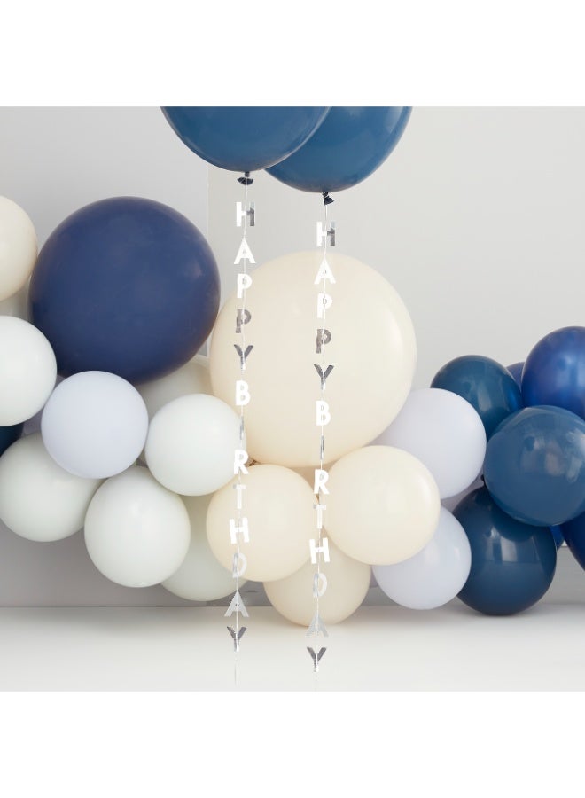 Ginger Ray Silver Happy Birthday Balloon Tails - Image 2