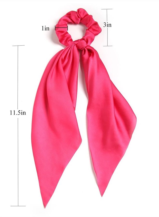 LFOUVRE Pack of 2 Knotted Bow Hair Scrunchies Elastic Hair Scarf Hair Ties Bands Silky Satin Hair Ribbon Scrunchy Ponytail Holder for Women and Girls (White) - Image 4