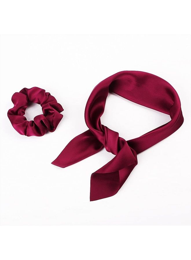 LFOUVRE Pack of 2 Knotted Bow Hair Scrunchies Elastic Hair Scarf Hair Ties Bands Silky Satin Hair Ribbon Scrunchy Ponytail Holder for Women and Girls (White) - Image 3