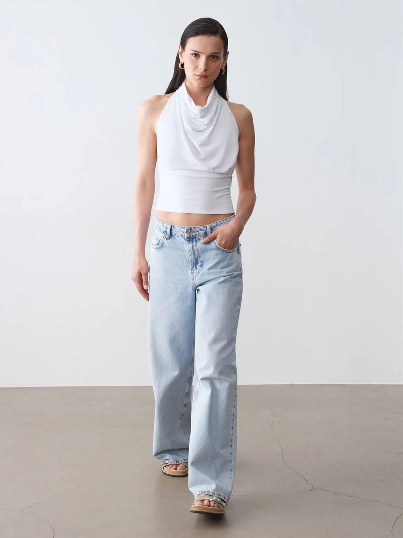 DILVIN Fitted Sleeveless Cowl Neck Blouse - Image 4