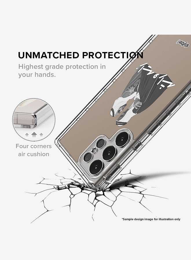 Stylizedd Classic Clear Compatible With Samsung Galaxy S25 Ultra , Hybrid Soft Case Flexible Edges Anti Drop TPU PC Gel Thin Transparent Cover - Sheikh Zayed And Sheikh Rashid, Blue - Image 3